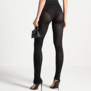 MANIERE black Knitted High Waisted Leggings